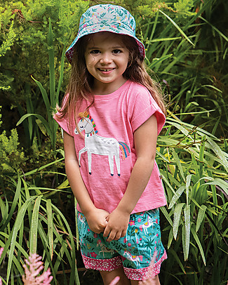 Frugi Sophia Slub T-shirt - Mid Pink/Horse - Organic Cotton T-Shirts And Vests